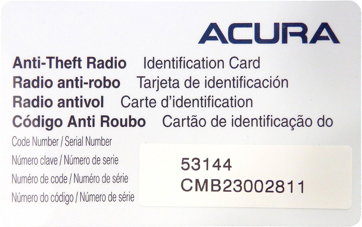 Acura radio code