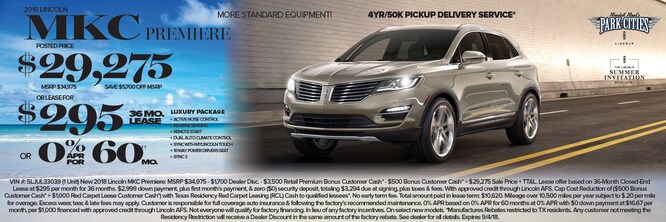 2018 Lincoln MKC Specials available at Park Cities Lincoln of Dallas - Your Dallas Lincoln Dealer!