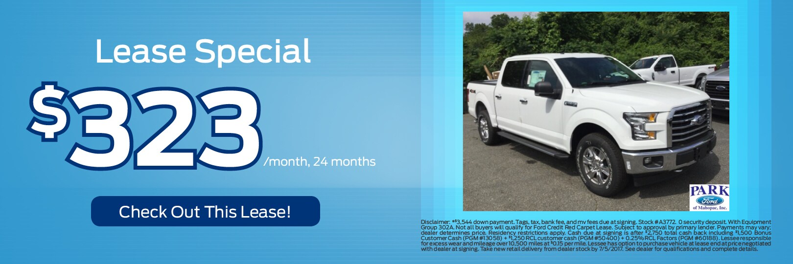 Ford F150 XLT Lease Special Park Ford of Mahopac Inc.