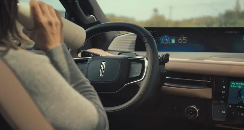 Driver using Lincoln BlueCruise hands-free