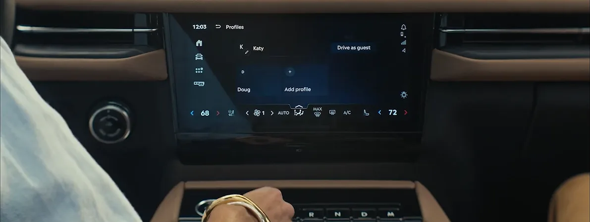 Lincoln touchscreen showing personal profiles
