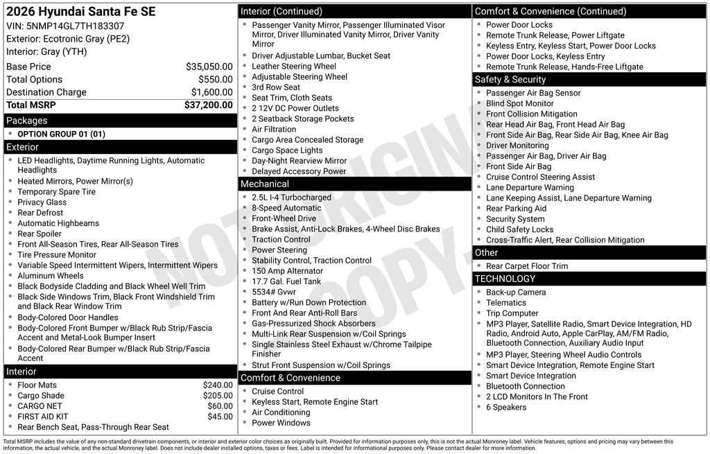 Certified 2026 Hyundai Santa Fe SE SUV