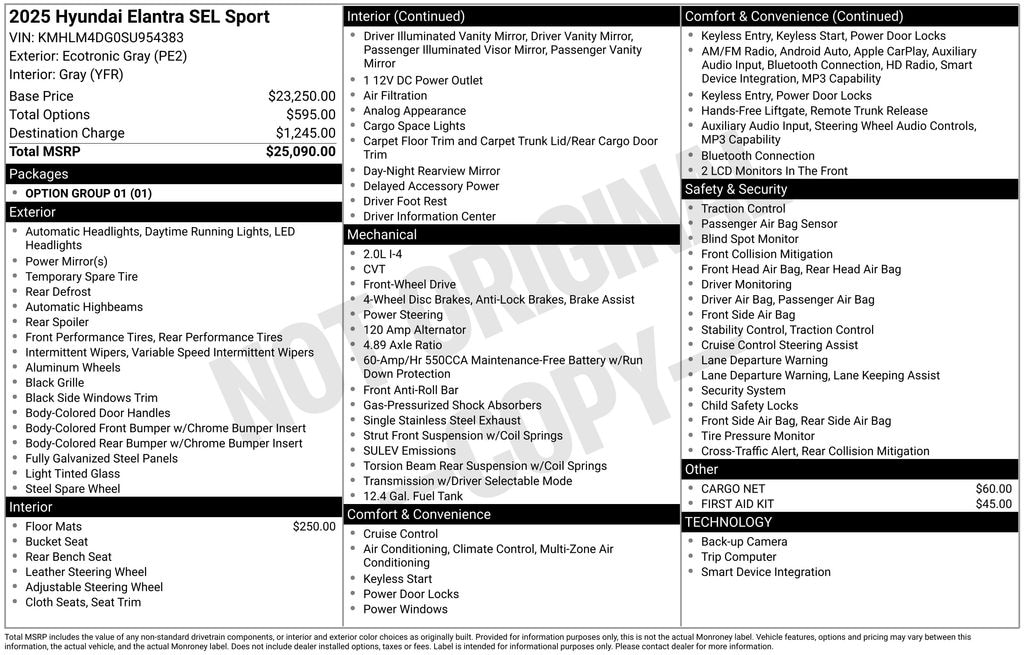 Certified 2025 Hyundai Elantra SEL Sport Sedan