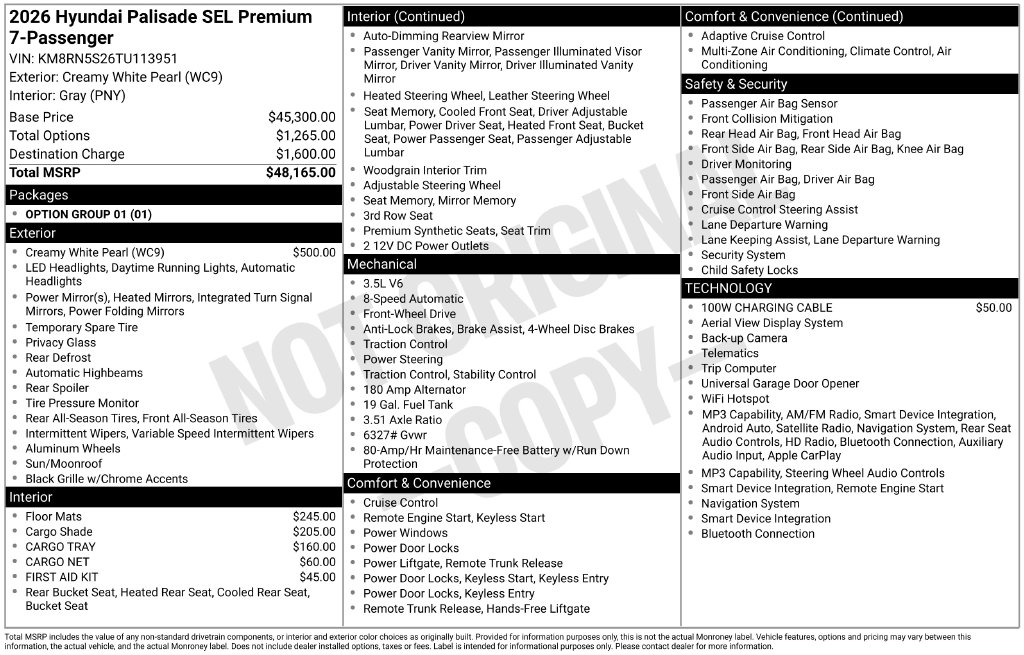Certified 2026 Hyundai Palisade SEL Premium 7 Passenger SUV