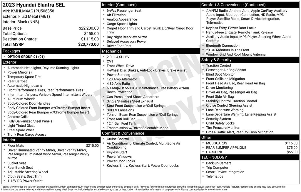 Certified 2023 Hyundai Elantra SEL Sedan