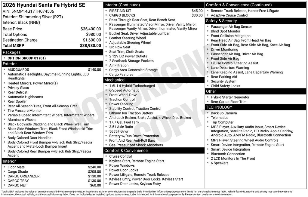 Certified 2026 Hyundai Santa Fe Hybrid SE SUV