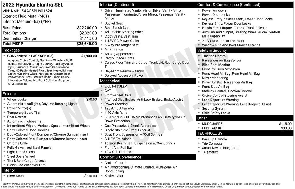 Certified 2023 Hyundai Elantra SEL Sedan
