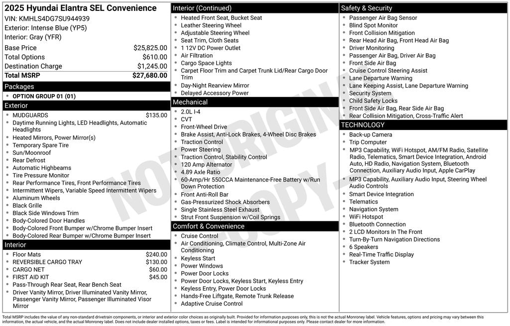Certified 2025 Hyundai Elantra SEL Convenience Sedan