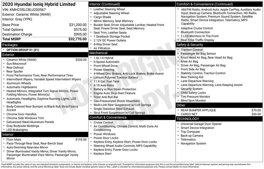 Used 2020 Hyundai IONIQ Hybrid Limited Hatchback