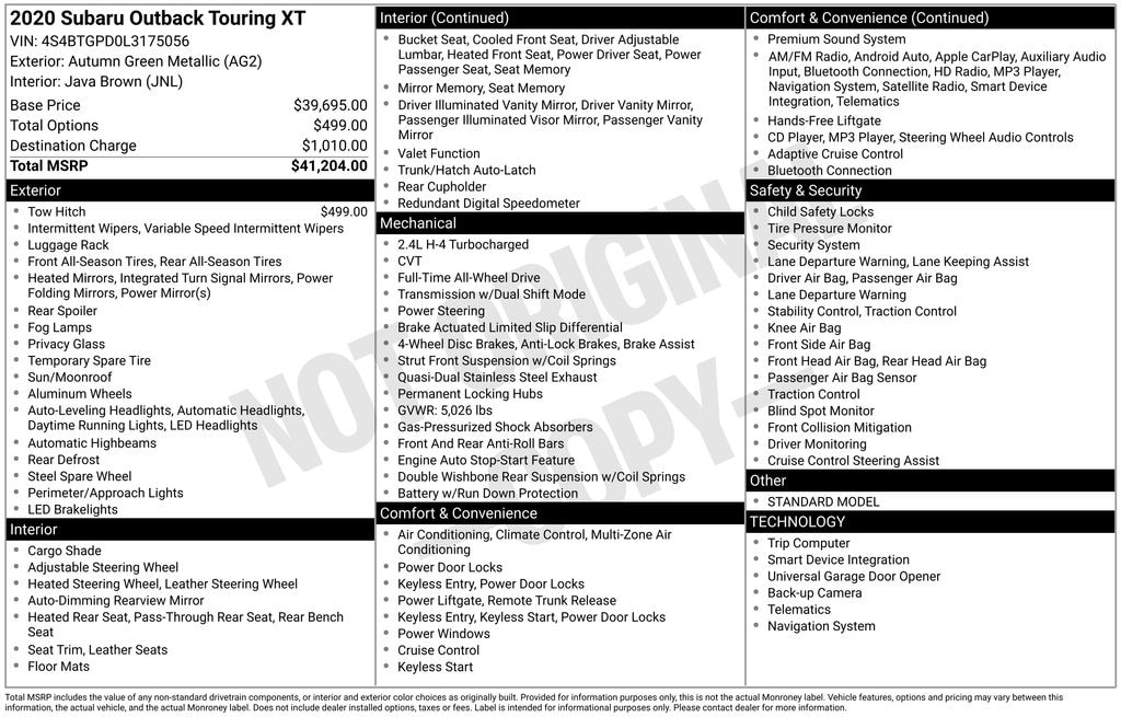 Used 2020 Subaru Outback Touring XT SUV