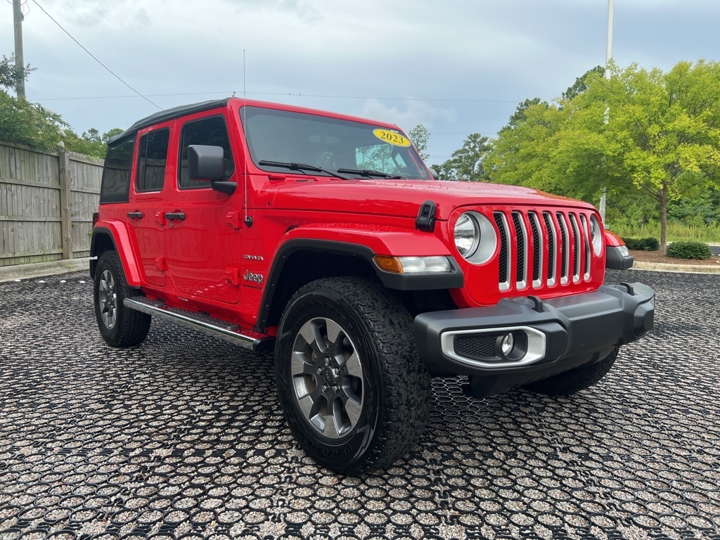 Used 2023 Jeep Wrangler 4-Door Sahara with VIN 1C4HJXEG4PW681639 for sale in Wilmington, NC