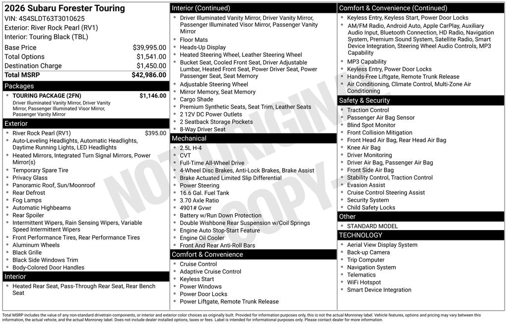 Certified 2026 Subaru Forester Touring SUV