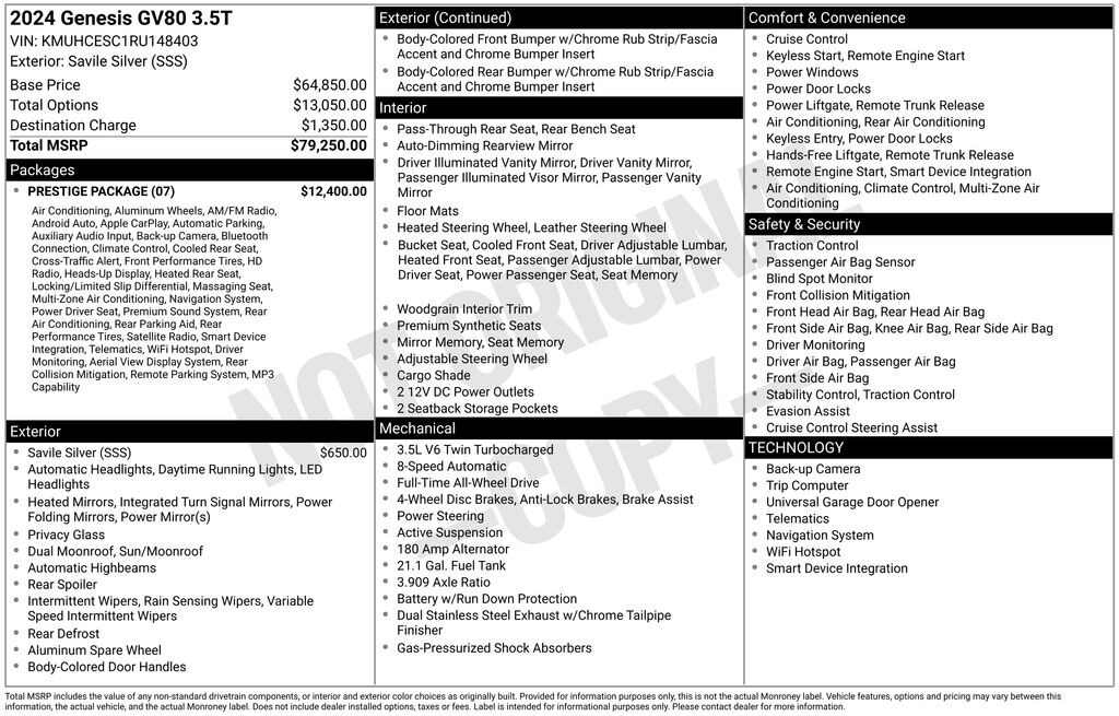 Used 2024 Genesis GV80 3.5T SUV