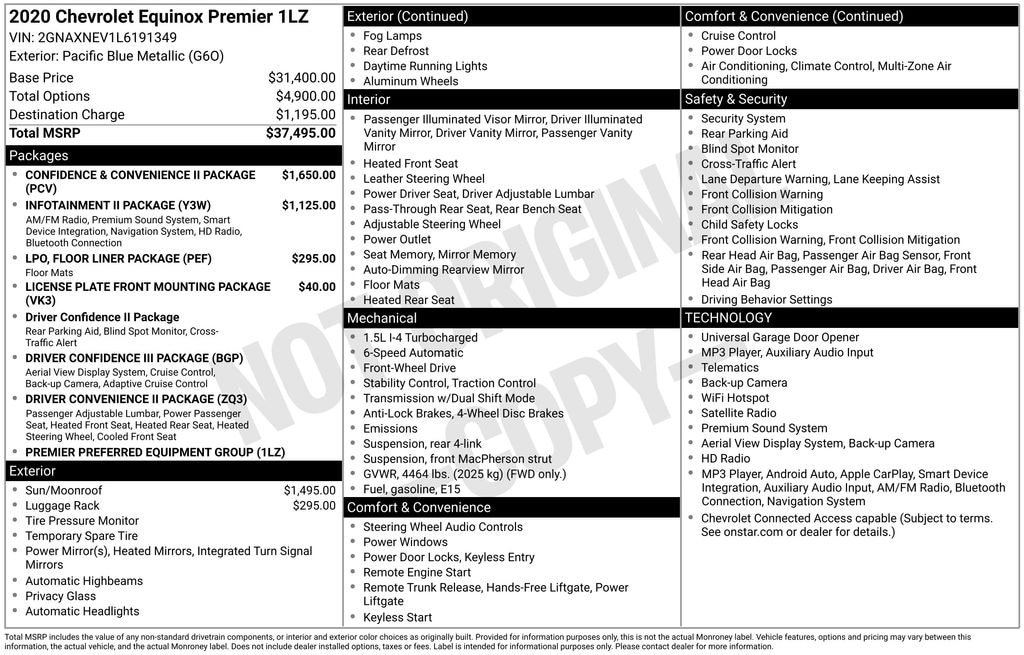 Used 2020 Chevrolet Equinox Premier SUV