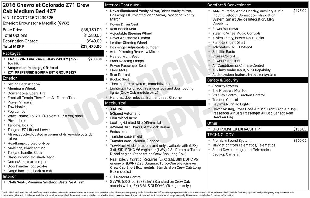 Used 2016 Chevrolet Colorado Z71 Truck