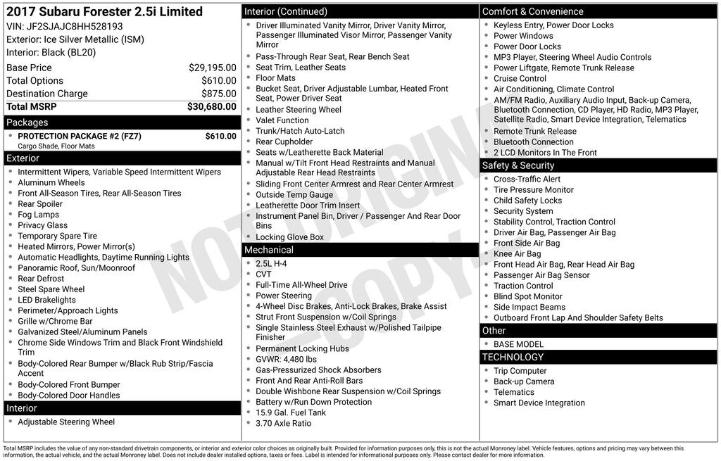 Used 2017 Subaru Forester 2.5i Limited SUV
