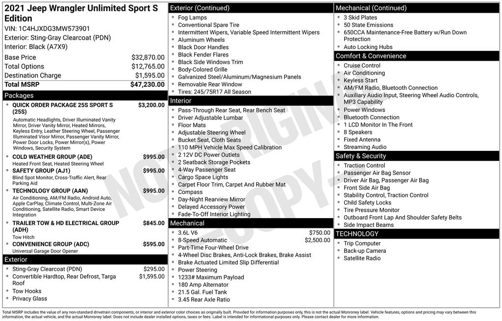 Used 2021 Jeep Wrangler Unlimited Sport S SUV