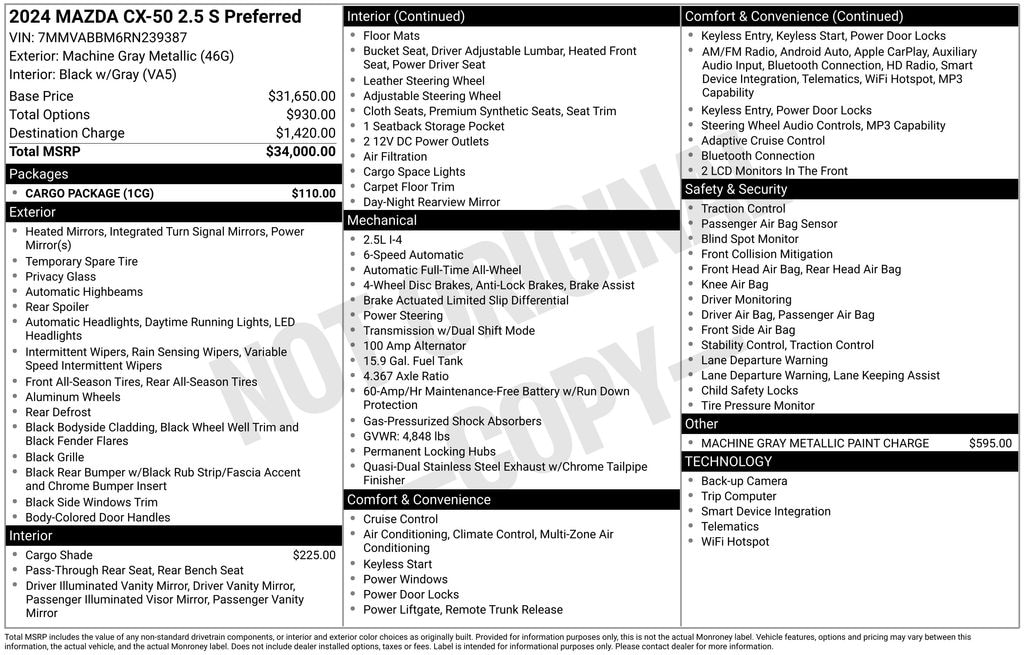 Used 2024 Mazda CX-50 2.5 S Preferred Package SUV