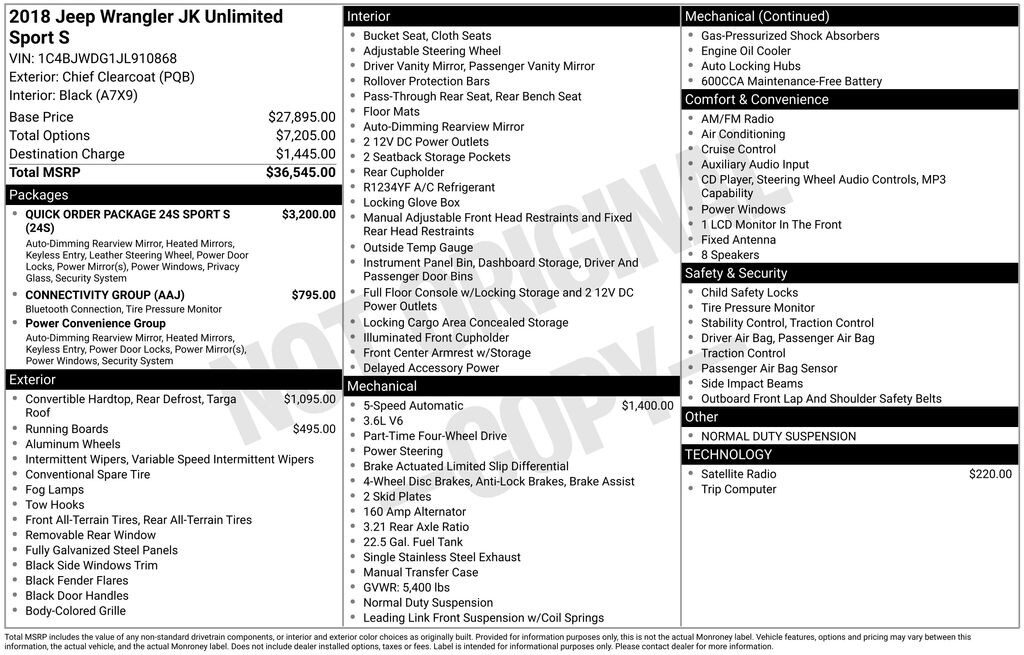 Used 2018 Jeep Wrangler JK Unlimited Sport SUV