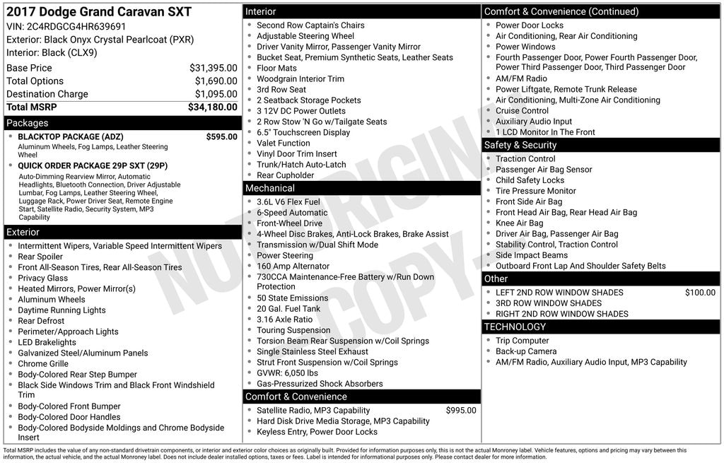 Used 2017 Dodge Grand Caravan SXT Minivan/Van