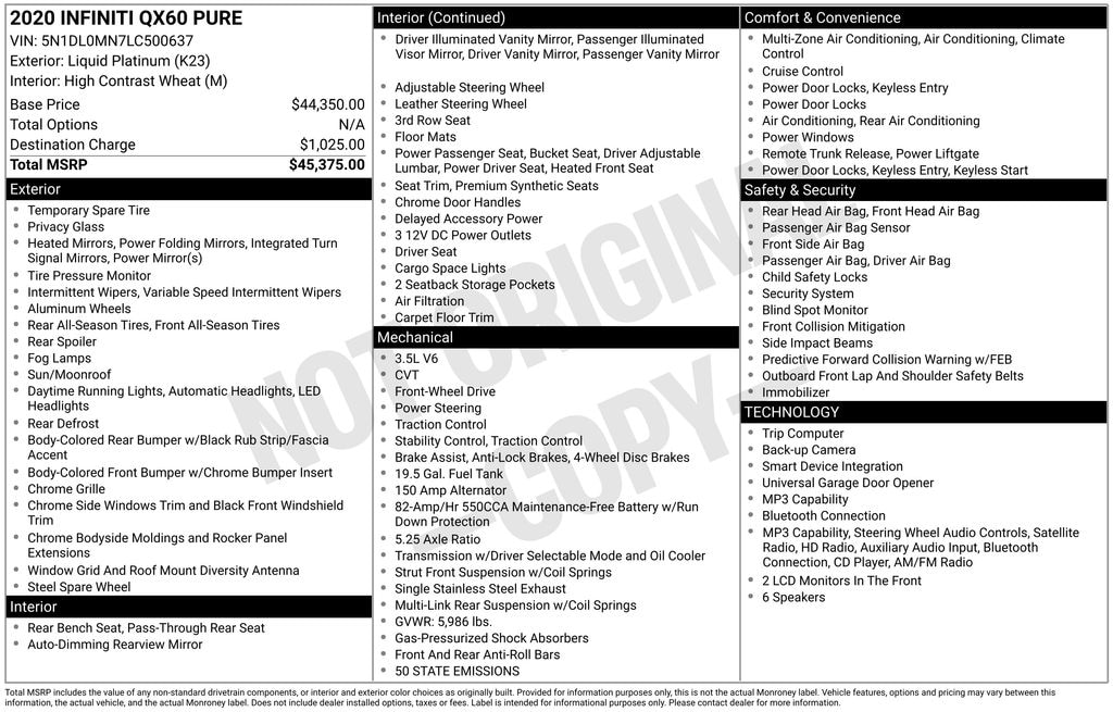 Used 2020 INFINITI QX60 Pure SUV