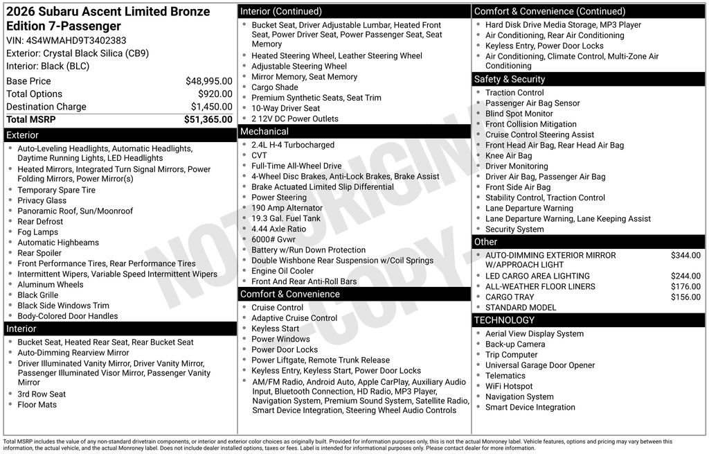 2026 Subaru Ascent Limited Bronze Edition - Photo 36