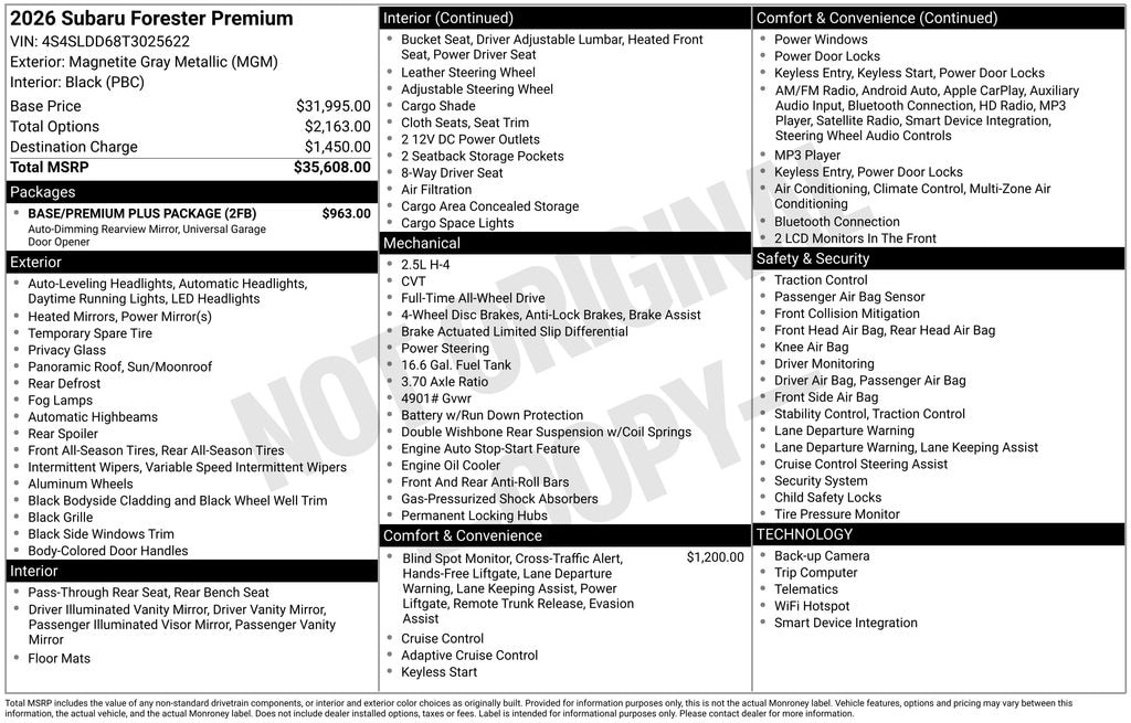 Used 2026 Subaru Forester Premium SUV