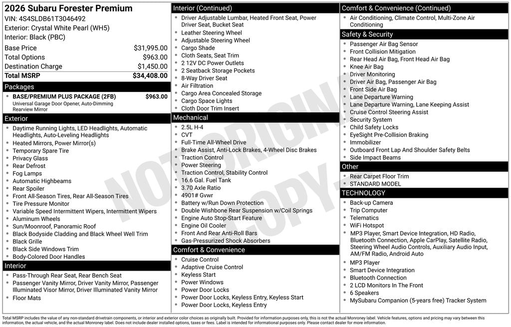 Certified 2026 Subaru Forester Premium SUV