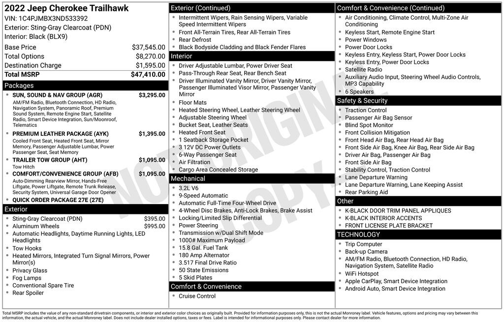 Used 2022 Jeep Cherokee Trailhawk SUV
