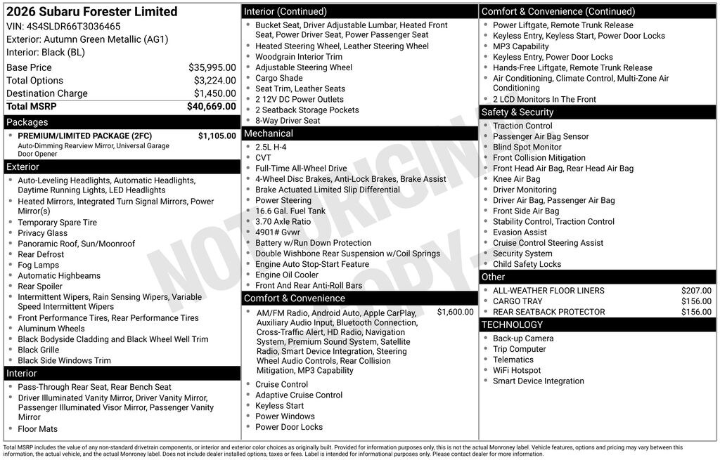 Certified 2026 Subaru Forester Limited SUV