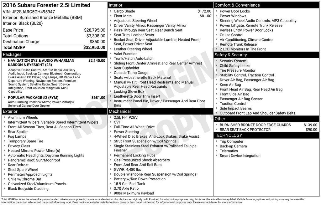 Used 2016 Subaru Forester 2.5i Limited SUV