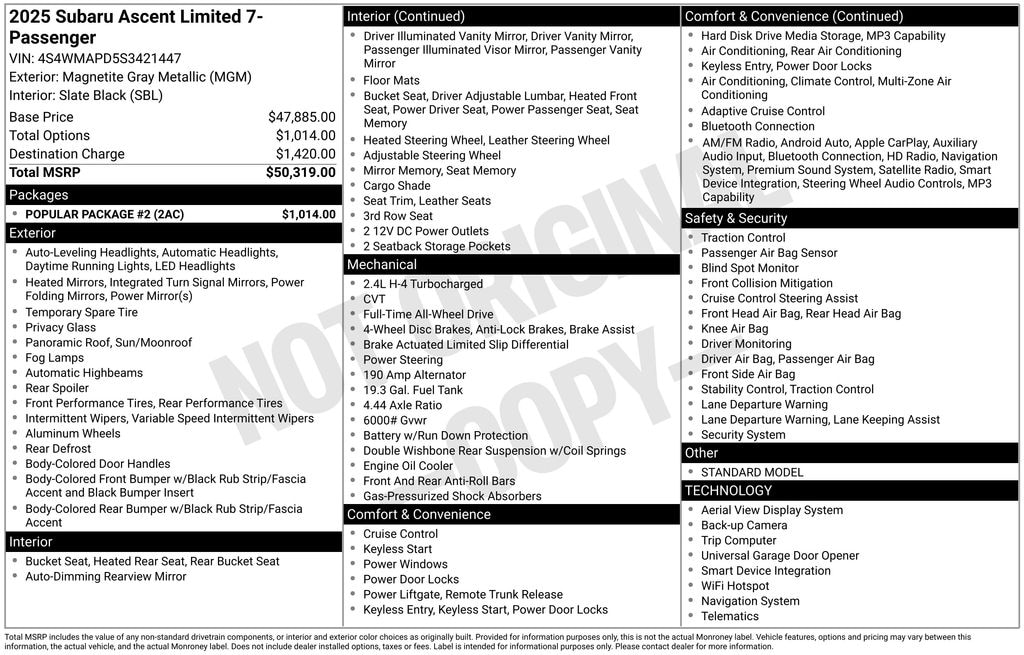 Used 2025 Subaru Ascent Limited SUV