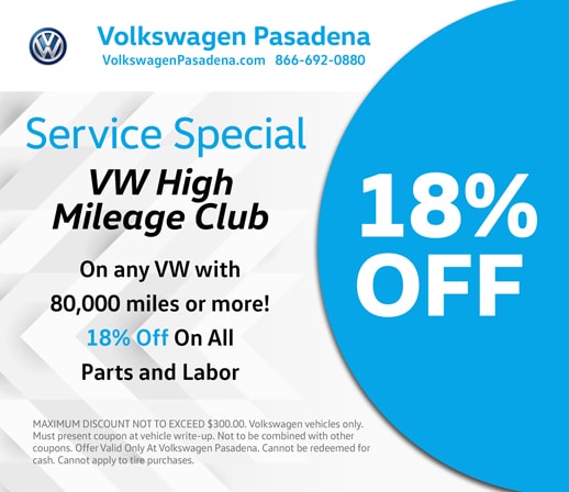 Volkswagen Pasadena service special offer for High Mileage VWs