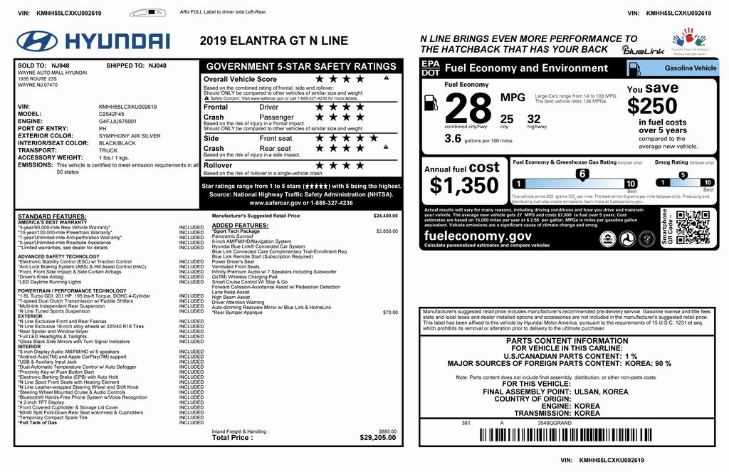 2019 Hyundai Elantra GT N Line Tech Package 4