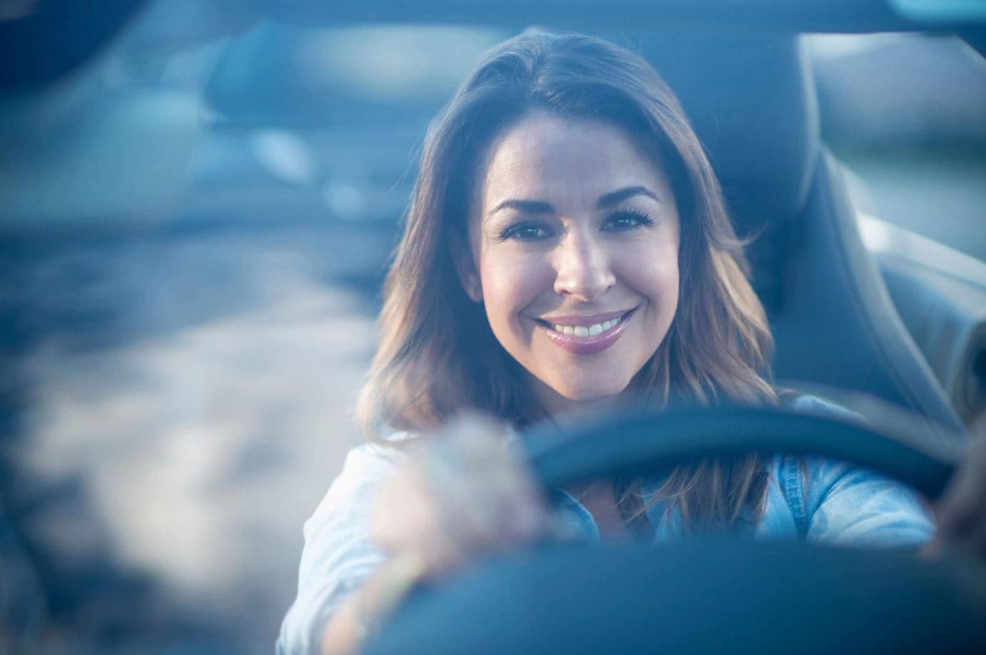 woman driving a car
