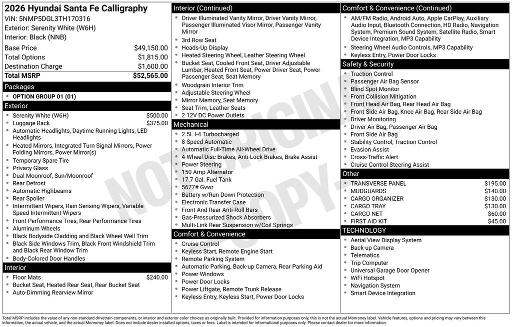 New 2026 Hyundai Santa Fe Calligraphy SUV