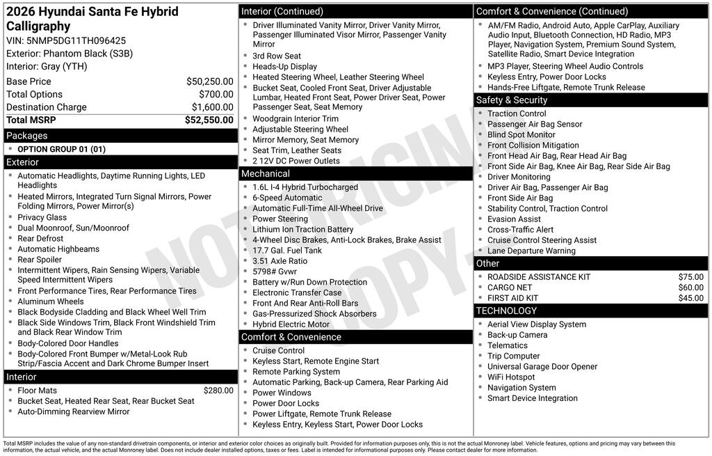 New 2026 Hyundai Santa Fe Hybrid Calligraphy SUV