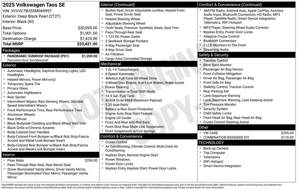 Certified 2025 Volkswagen Taos 1.5T SE SUV