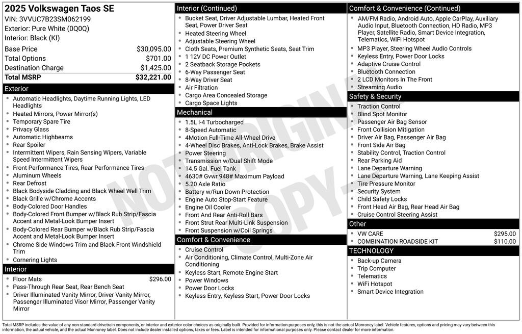 Certified 2025 Volkswagen Taos 1.5T SE SUV