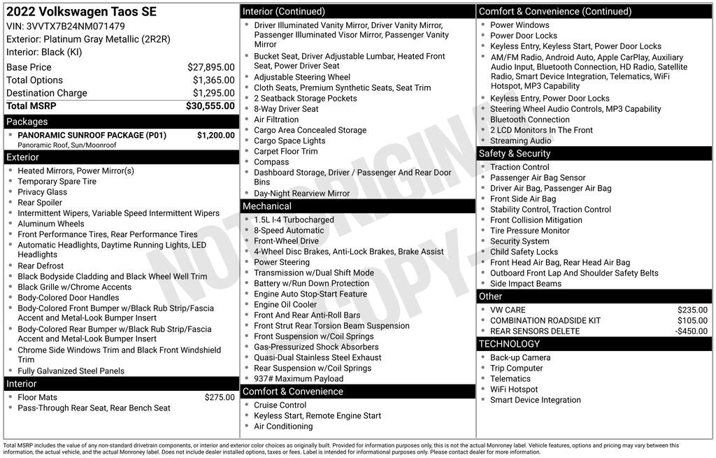 Used 2022 Volkswagen Taos 1.5T SE SUV