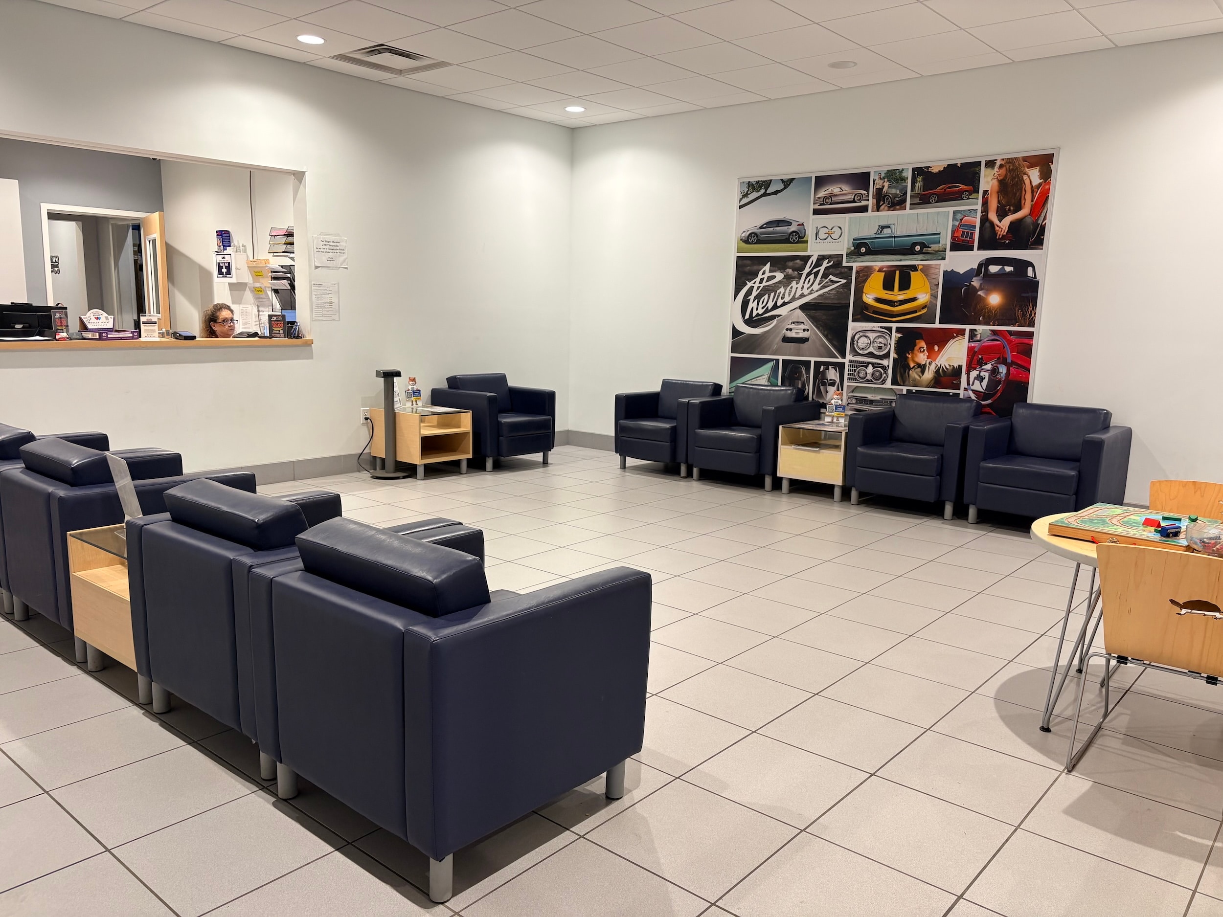 Chevrolet showroom wall display at Paul Thigpen Chevrolet GMC