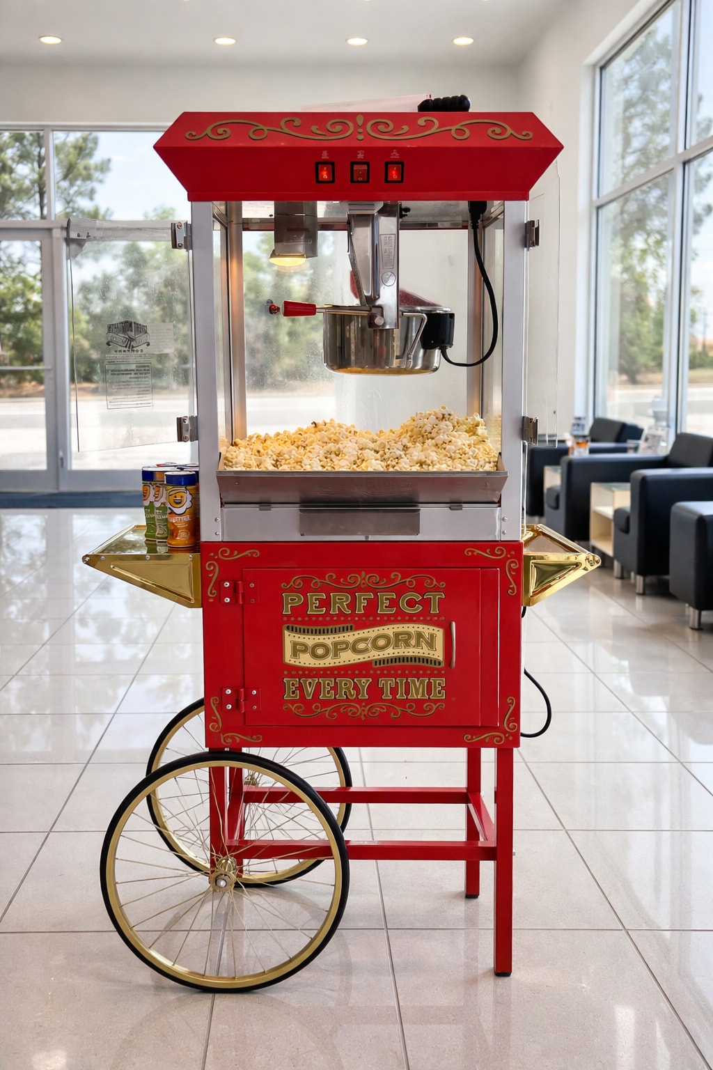 Coffee and beverage station at Paul Thigpen Chevrolet GMC