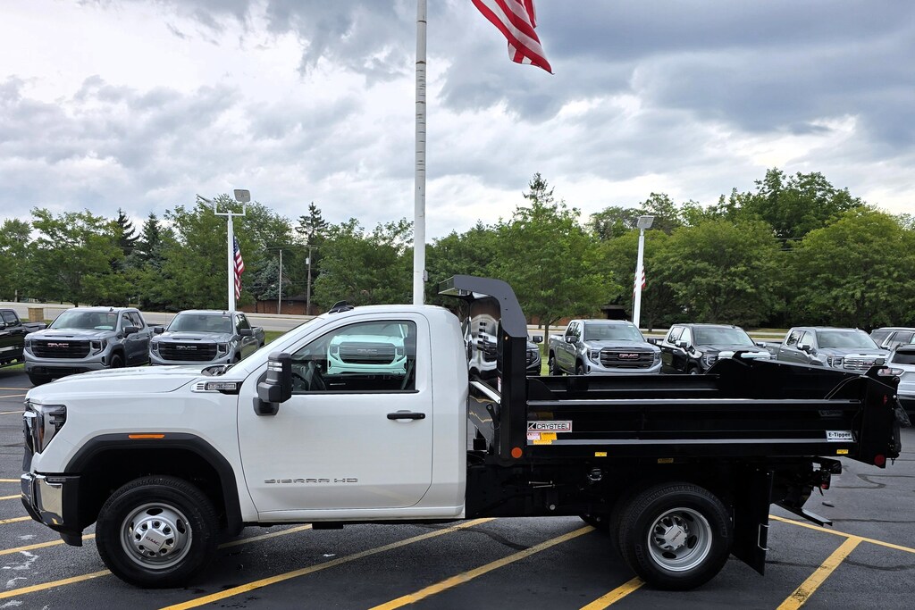 New 2025 GMC Sierra 3500HD CC Pro 4x4 with 9 Crysteel Steel Drop Side Dump 4WD Reg Cab 146 WB, 60 CA Pro