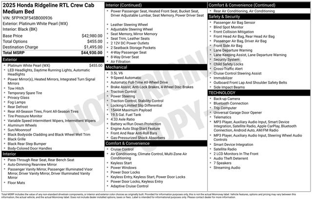 2025 Honda Ridgeline RTL - Photo 20