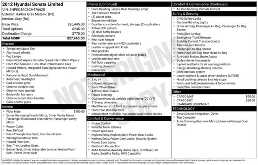 Used 2012 Hyundai Sonata Limited Sedan