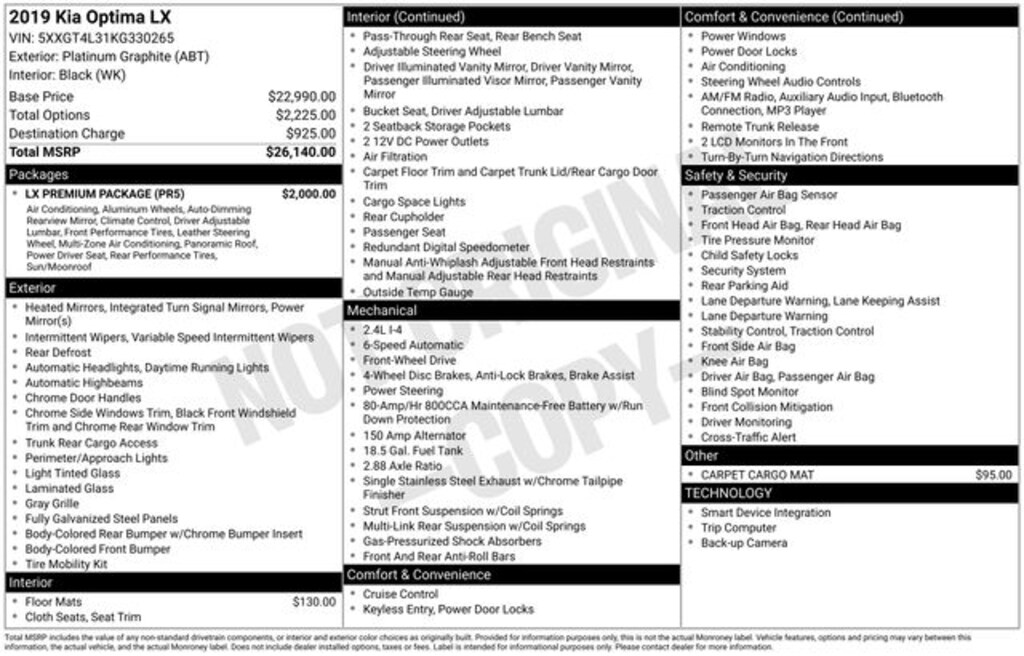 Used 2019 Kia Optima LX Sedan