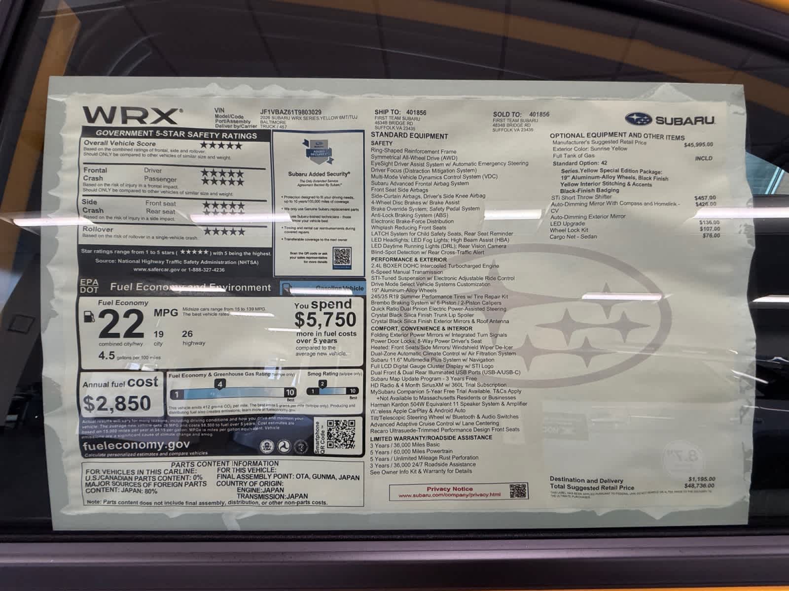 2026 Subaru WRX Series.Yellow - Photo 25