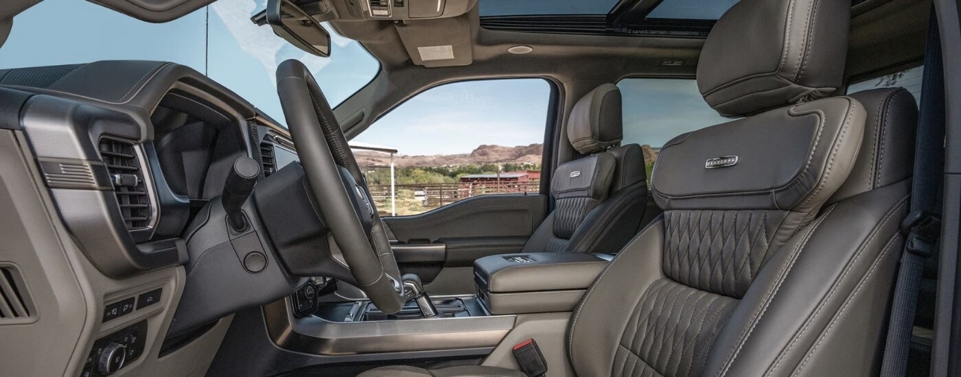 Grey interior in a 2024 Ford F-150 Platinum