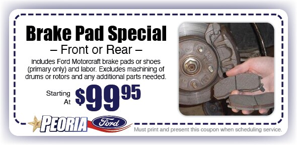 Brake Pad Service Coupon, Phoenix West Valley Automotive Service Special