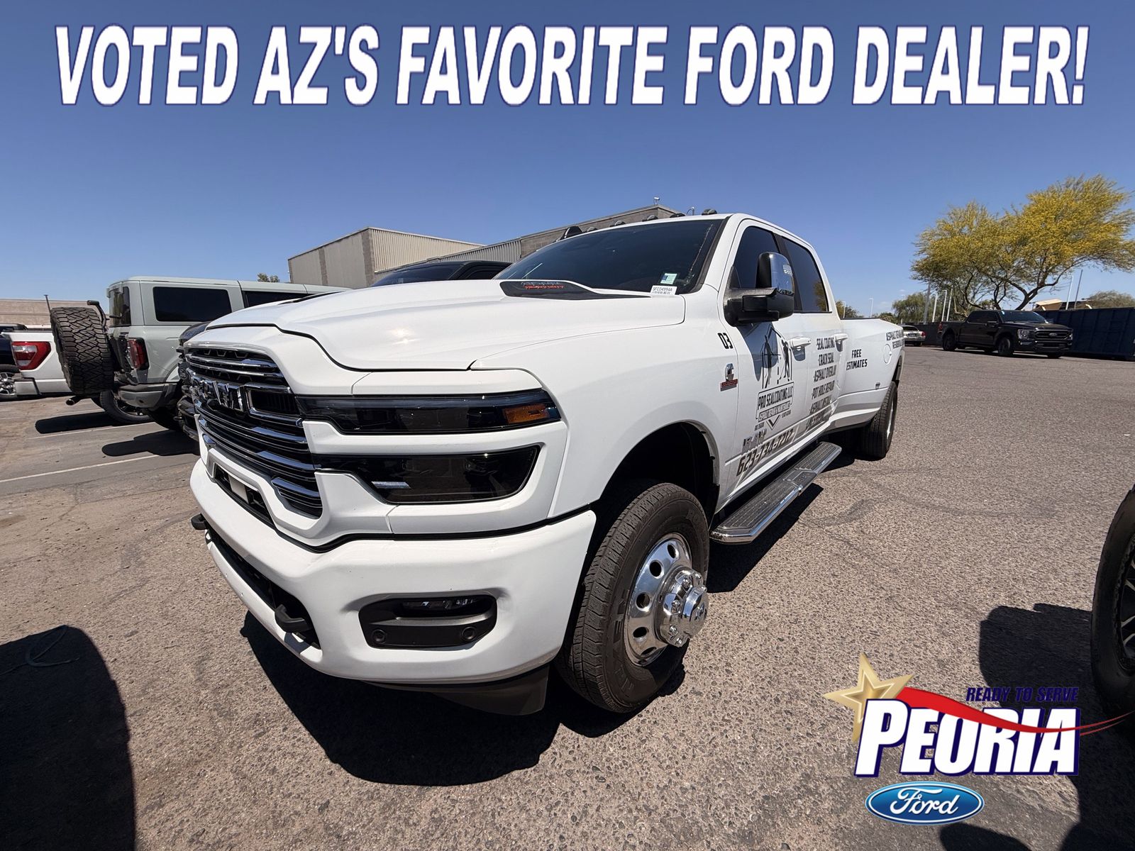 Bright White 2025 RAM 3500 Laramie Crew Cab LB DRW 4WD Pickup Truck Four-Wheel Drive 8-Speed Automatic